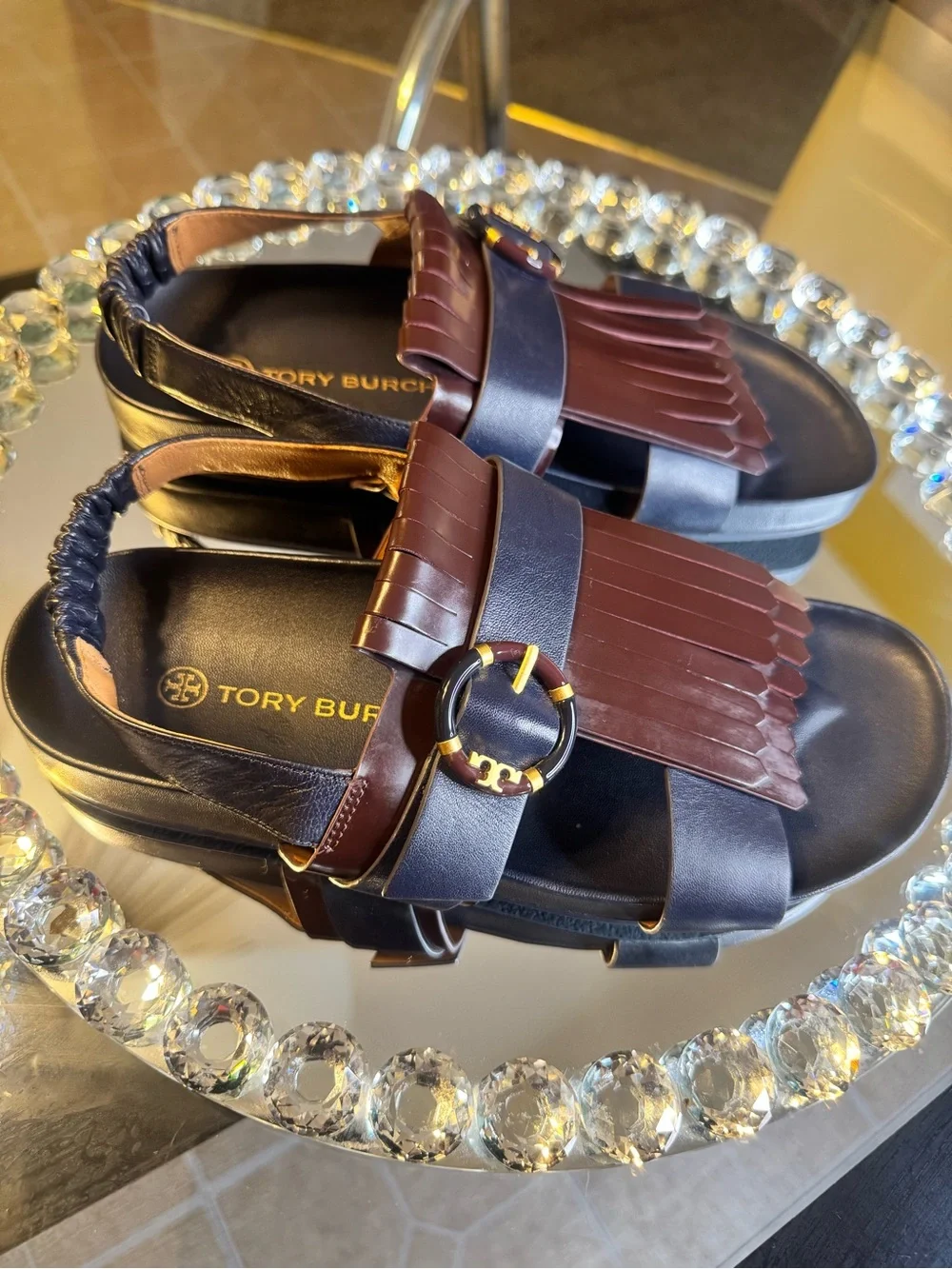 Tory Burch Multi logo kiltie sandals. Size 9